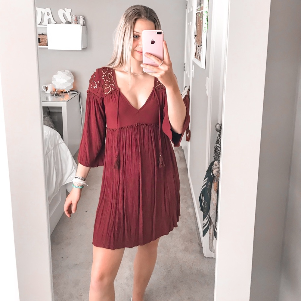 American Eagle Red BoHo Dress